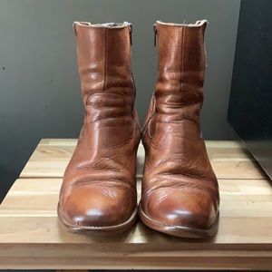 Spanish Leather Ankle Boots - cognac